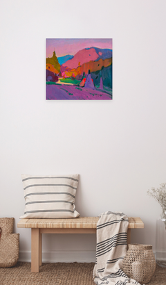 Herbstliche Abendlandschaft Original-Ölgemälde im Stil des Impressionismus, bereit zum Aufhängen