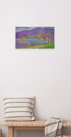 Spring Shore Landscape Impressionism Original Oil Painting