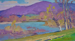 Spring Shore Landscape Impressionism Original Oil Painting