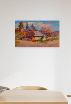 Village Uzhok Landscape Impressionism Original Oil Painting, Ready to Hang