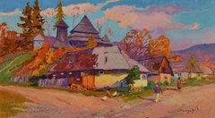 Village Uzhok Landscape Impressionism Original Oil Painting, Ready to Hang