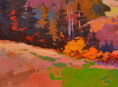 Pintura al óleo original de estilo impresionista con un paisaje de una región pintoresca, lista para colgar