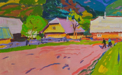 In the Garden Landscape Impressionism Original Oil Painting