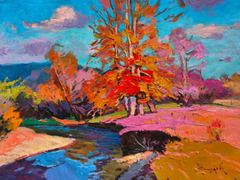 The Turn of the River Impressionism Original Oil Painting, Ready to Hang
