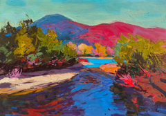 «La tarde se desvanece»: pintura al óleo original de estilo impresionista paisajístico