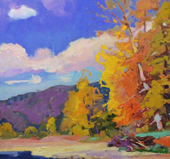 Autumn on the Tisza River Impressionism Original Oil Painting, Ready to Hang