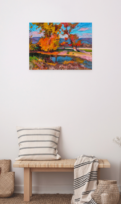 October Landscape Impressionism Original Oil Painting, Ready to Hang