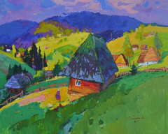 The house on the slopes Impressionism Original Oil Painting, Ready to Hang
