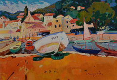 On the Coast of the Adriatic Impressionism Original Oil Painting, Ready to Hang