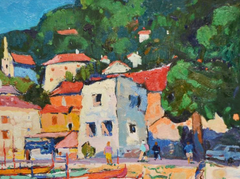 Perast Nautical Impressionism Original Oil Painting, Ready to Hang