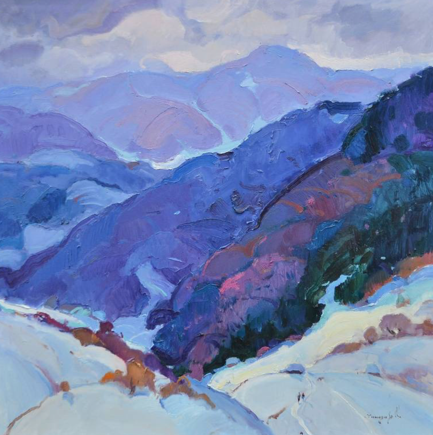 Greatness of the Carpathians Impressionism Original Oil Painting, Ready to Hang
