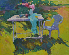 Intimità, Fiori, Natura morta, Impressionismo, Dipinto a olio originale