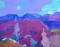 Pintura al óleo original de estilo impresionista con un paisaje de ambiente primaveral, lista para colgar
