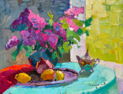 Lilacs Bloom Flowers Impressionism Original Oil Painting, Ready to Hang