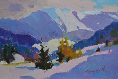Fabulous winter Landscape Impressionism Original Oil Painting