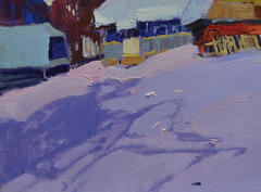 Pink Evening Landscape Impressionism Original Oil Painting