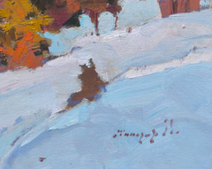 Winter Day Landscape Impressionism Original Oil Painting