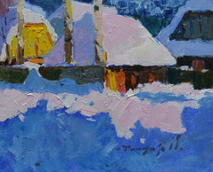 Frosty Day Landscape Impressionism Original Oil Painting