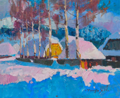 Frosty Day Landscape Impressionism Original Oil Painting