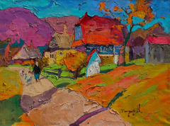 Indian Summer landscape Impressionism Original Oil Painting, Ready to Hang