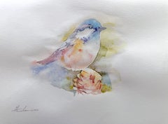 Chickadee Bird Watercolor on Paper Handmade Painting, One of a Kind