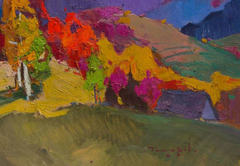 Cold October landscape Impressionism Original Oil Painting, Ready to Hang