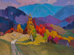 Cold October landscape Impressionism Original Oil Painting, Ready to Hang