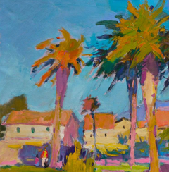 Palms of Croatia Landscape Impressionism Original Oil Painting, Ready to Hang
