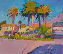 Palms of Croatia Landscape Impressionism Original Oil Painting, Ready to Hang