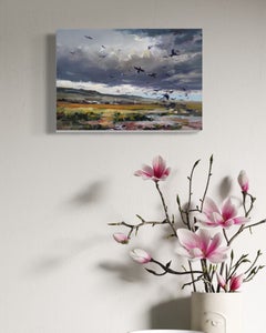 Brisa Paisaje Impresionismo Pintura al óleo original, Lista para colgar