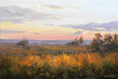Paisaje otoñal Impresionismo Pintura al óleo original, Lista para colgar