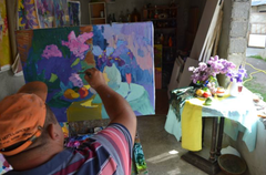 Peinture à l'huile originale de style impressionniste représentant une nature morte « Random Light », prête à être accrochée