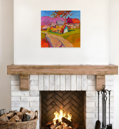 Autumn in the Village of Richka Landscape Original Oil Painting, Ready to Hang