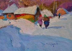 To the Neighbor Landscape Impressionism Original Oil Painting, Ready to Hang