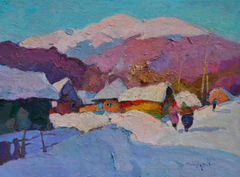 To the Neighbor Landscape Impressionism Original Oil Painting, Ready to Hang