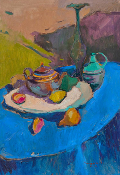 Tea Pot Still life Impressionism Original Oil Painting, Ready to Hang