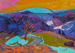 Last Flight Landscape Impressionism Original Oil Painting, Ready to Hang