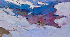 Severe Winter Landscape Impressionism Original Oil Painting, Ready to Hang