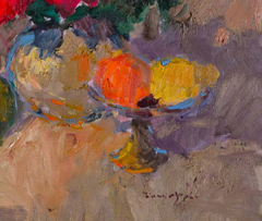 Peinture à l'huile originale de style impressionniste représentant un bouquet de roses luxuriant, prête à être accrochée