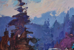 Paisaje de Ostriky: pintura al óleo original de estilo impresionista