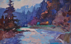 Paisaje de Ostriky: pintura al óleo original de estilo impresionista