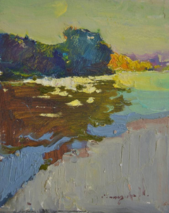 Evening on the River landscape Impressionism Original Oil Painting