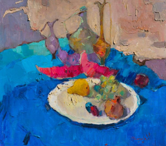 Watermelon Season Still Life Original Oil Painting, Ready to Hang