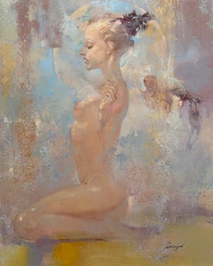 « La femme au-delà des rêves » : peinture à l'huile originale de style surréaliste, prête à être accrochée