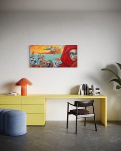 « Enigma » : peinture à l'huile originale de style surréaliste figuratif, prête à être accrochée