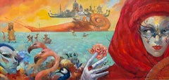 « Enigma » : peinture à l'huile originale de style surréaliste figuratif, prête à être accrochée