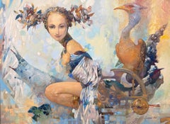 "Il suo universo segreto" – Surrealismo figurativo – Dipinto originale a olio, pronto da appendere