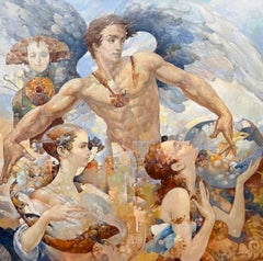 Tra sogno e realtà: dipinto a olio originale in stile surrealista, pronto da appendere