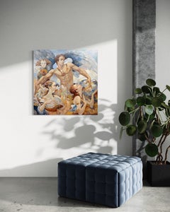Tra sogno e realtà: dipinto a olio originale in stile surrealista, pronto da appendere