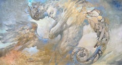 "Dualità": dipinto originale a olio in stile surrealismo figurativo, pronto da appendere